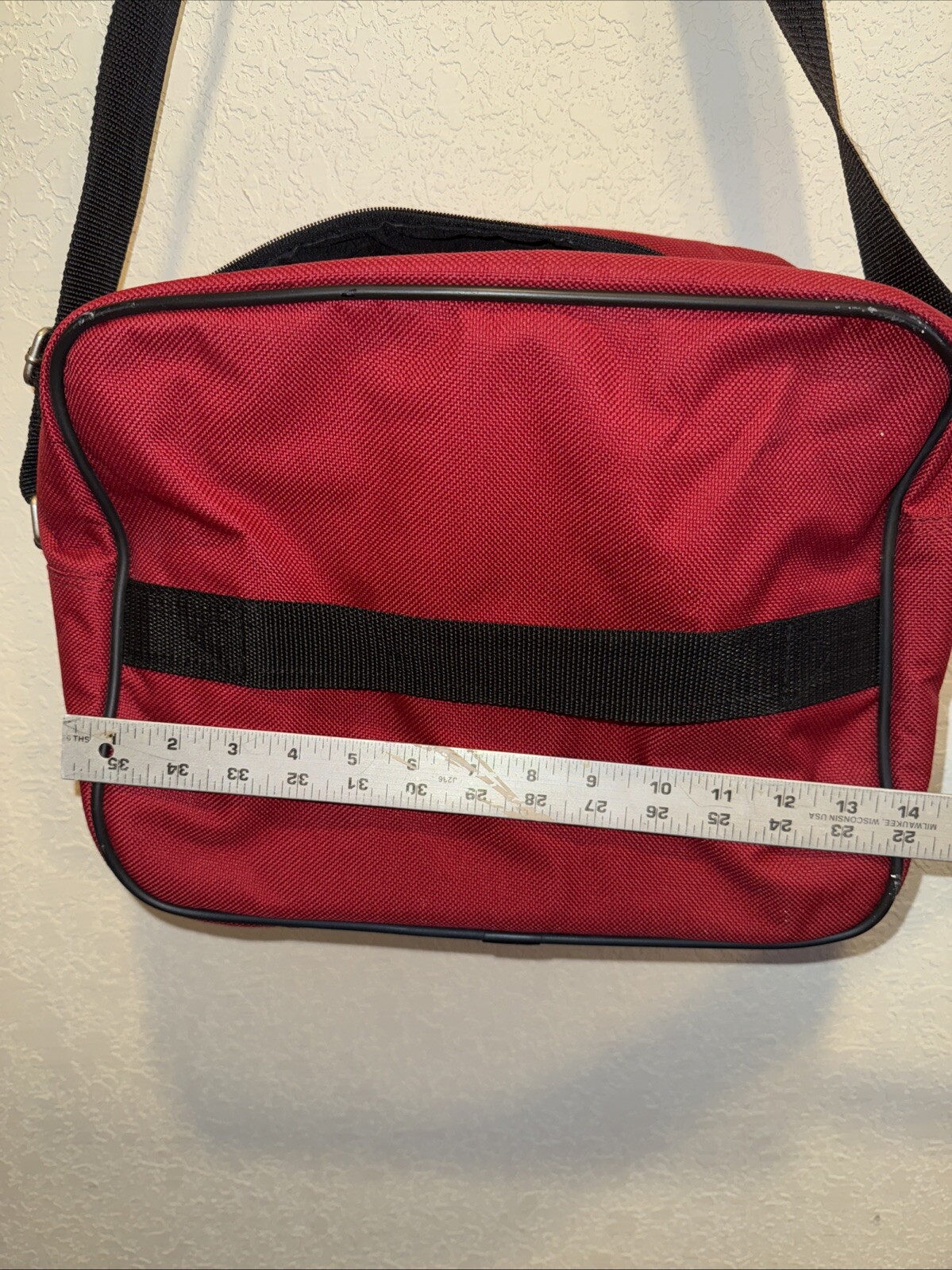 Protocol Messenger Bag Red 10in x 12in x 6in water resistant crossbody strap