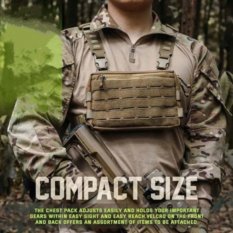 Tactical Chest Rig Pack for Men, Running Chest Bag with Front Loop Recon C