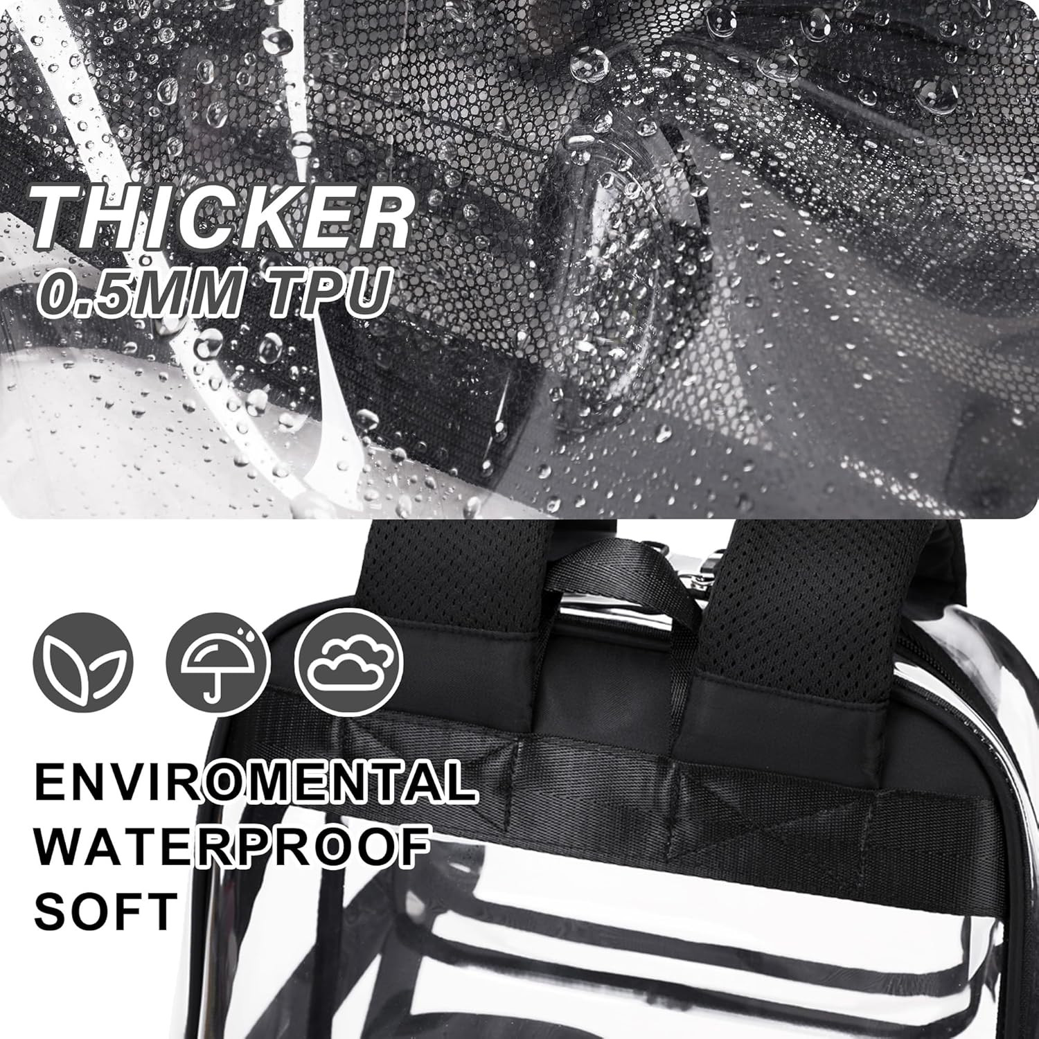 Clear Backpack for School Stadium Approved Transparent Heavy Duty See through Co