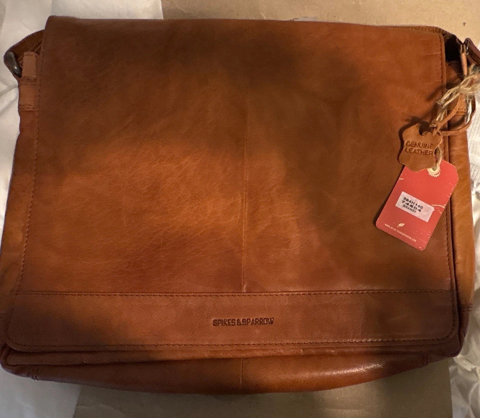 Spikes & Sparrow Brown Men’s Messenger Bag Shoulder Strap Zip Inner Pockets