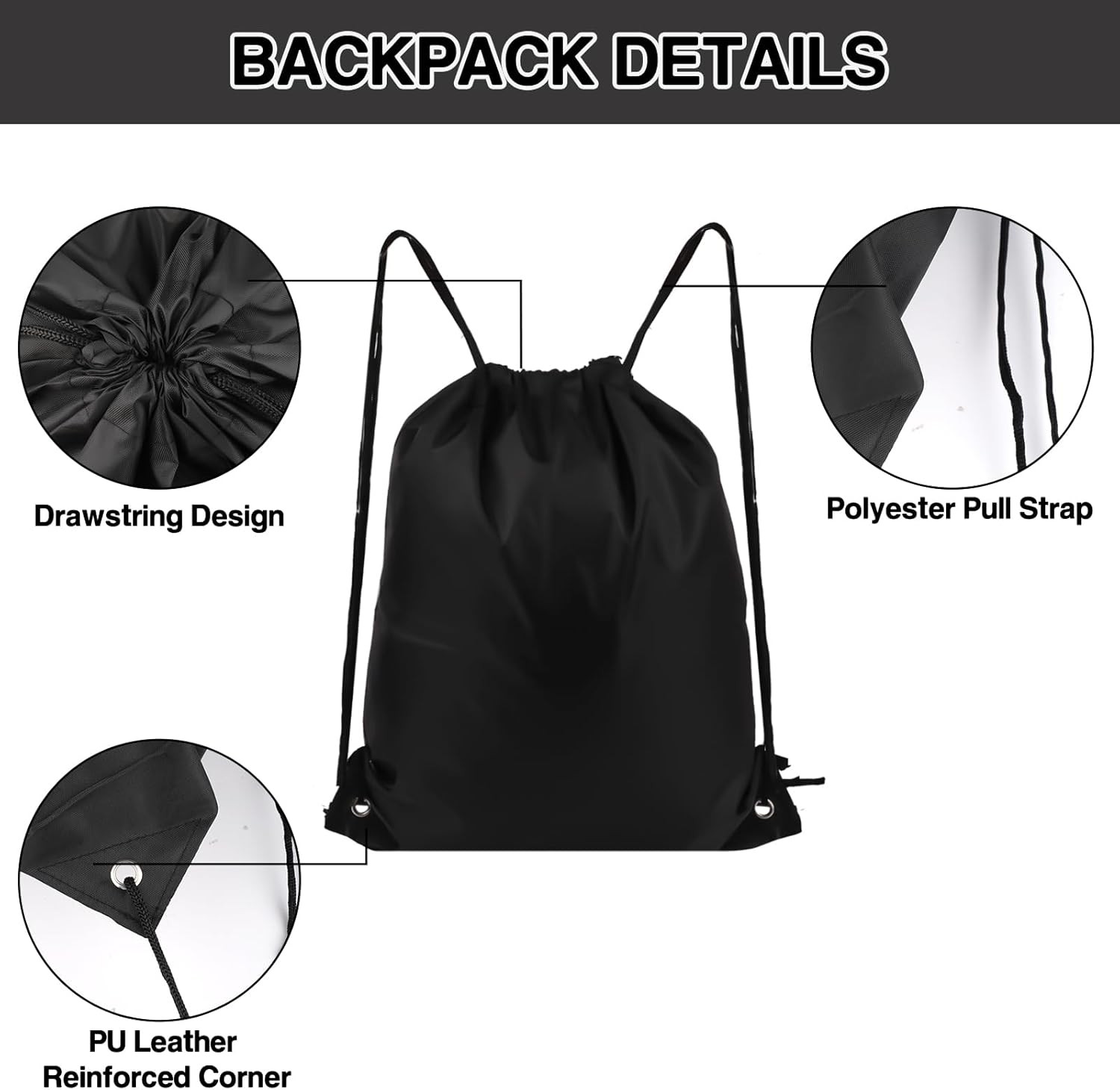 COIDEA Drawstring Backpack 6 Colors Drawstring Bags, Draw String Back Bag Drawst