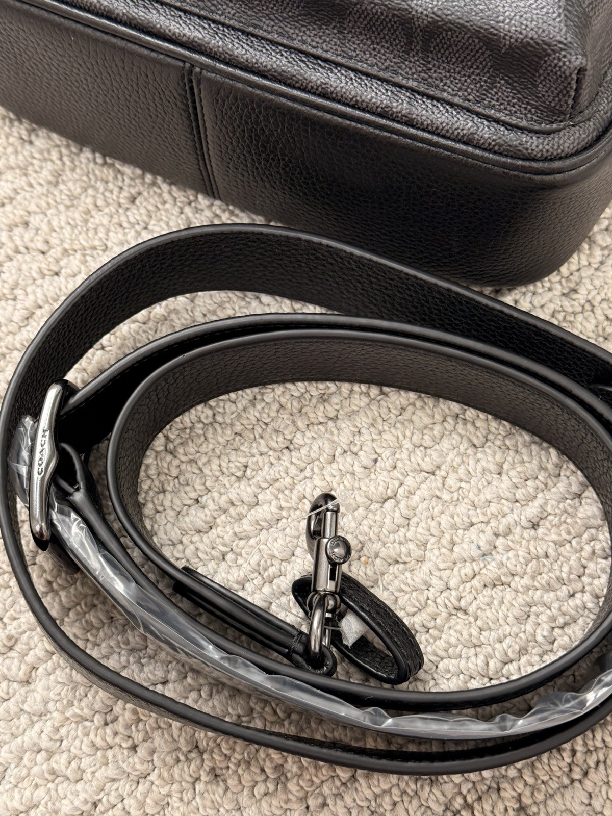 NWT 🖤 COACH MEN’S CW217 Warner Crossbody Bag In Signature Canvas Charcoal/Black