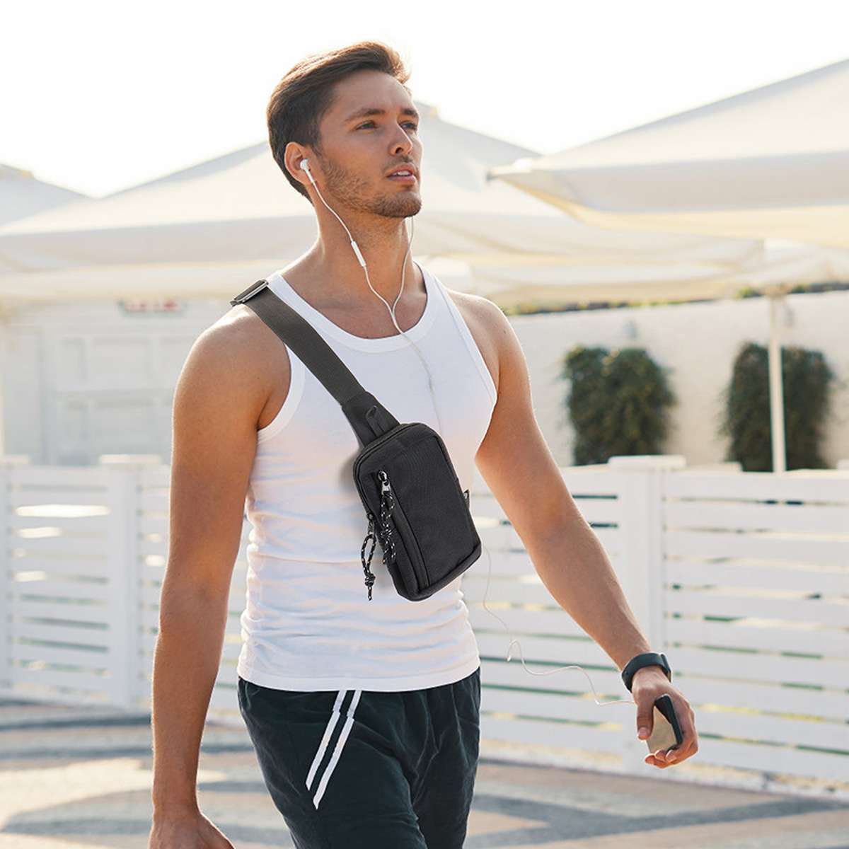Men’s Shoulder Bag Oxford Chest Bag Sling Crossbody Bag Casual Travel Phone Bag