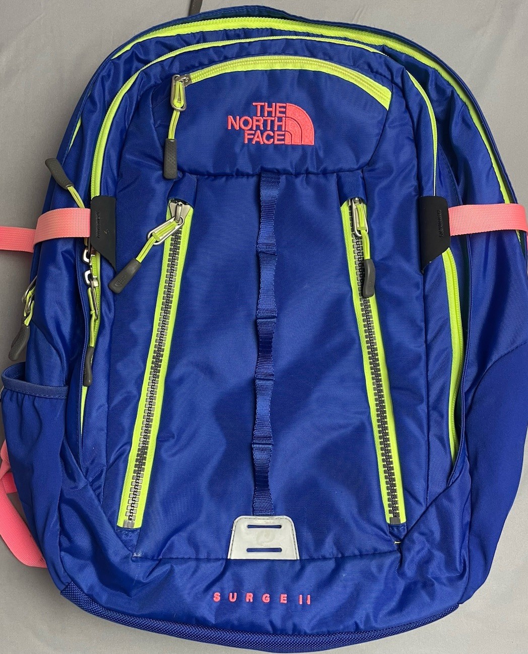 The North Face Surge II Retro Blue Neon Commuter Laptop Backpack Vintage EUC