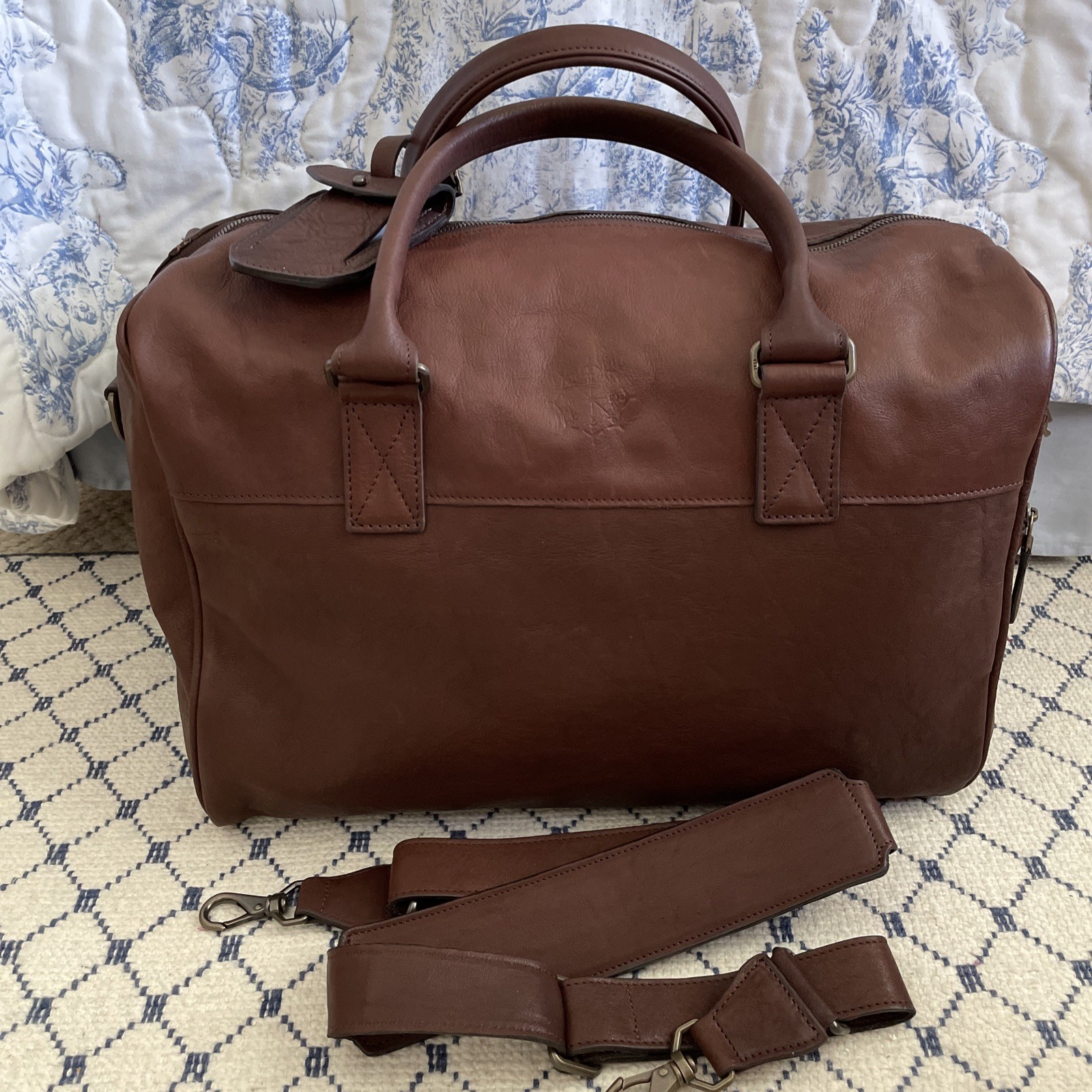 Nwot MOORE & GILES Benedict Weekend Leather Duffel Titan Milled Full Grain