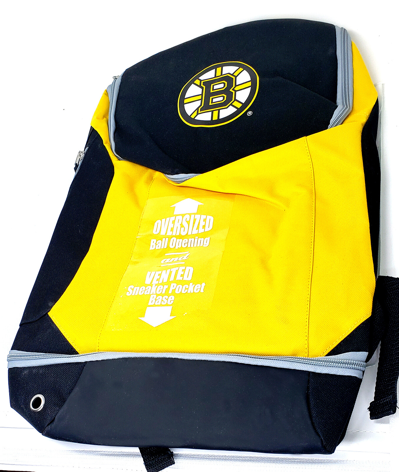 NHL Boston Bruins Backpack NHBR5631 | Yellow / Black with Vented Sneaker Base Ne
