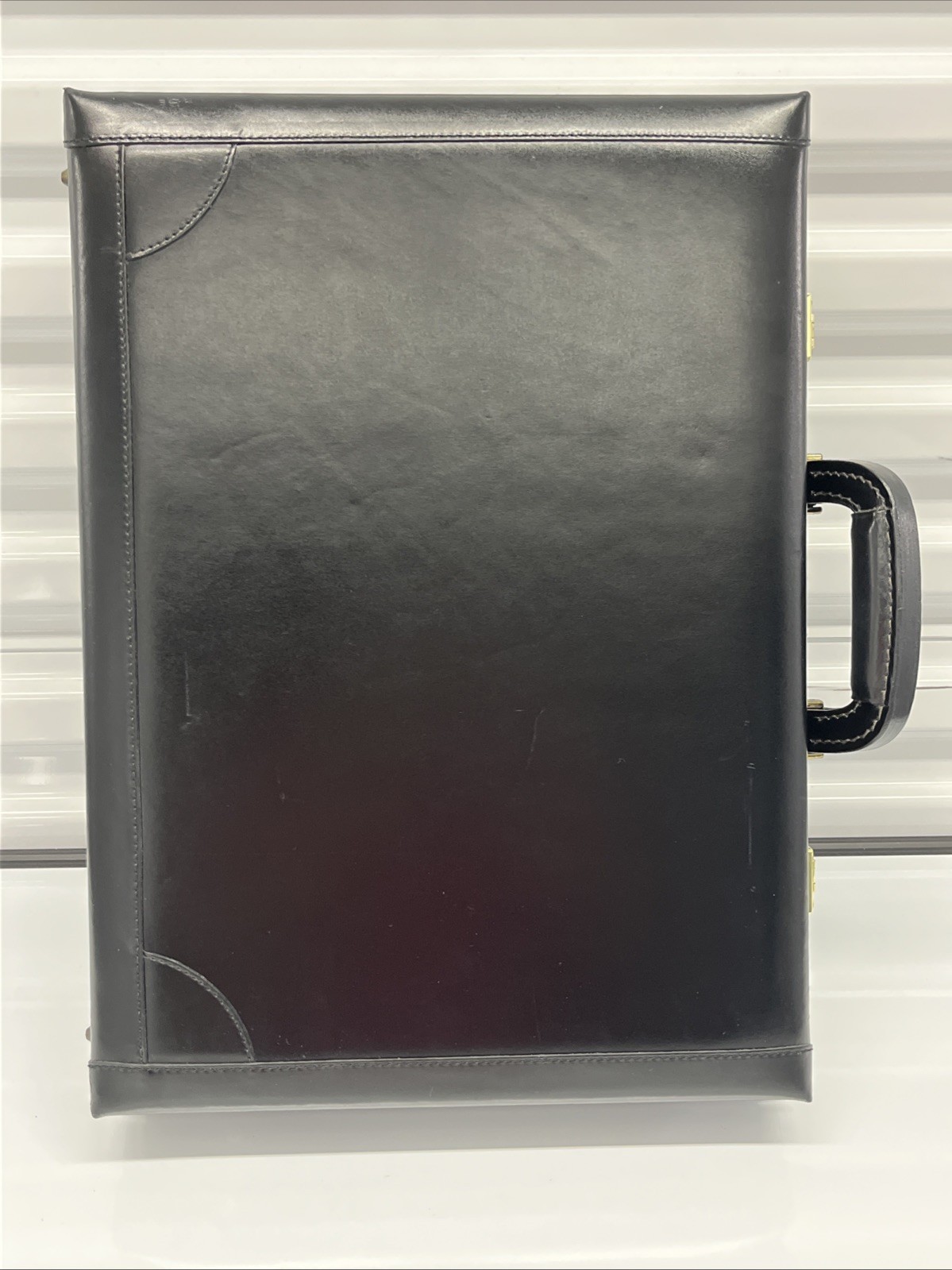 Renwick Black Leather Briefcase With Combination Locks – Made in Canada, EUC