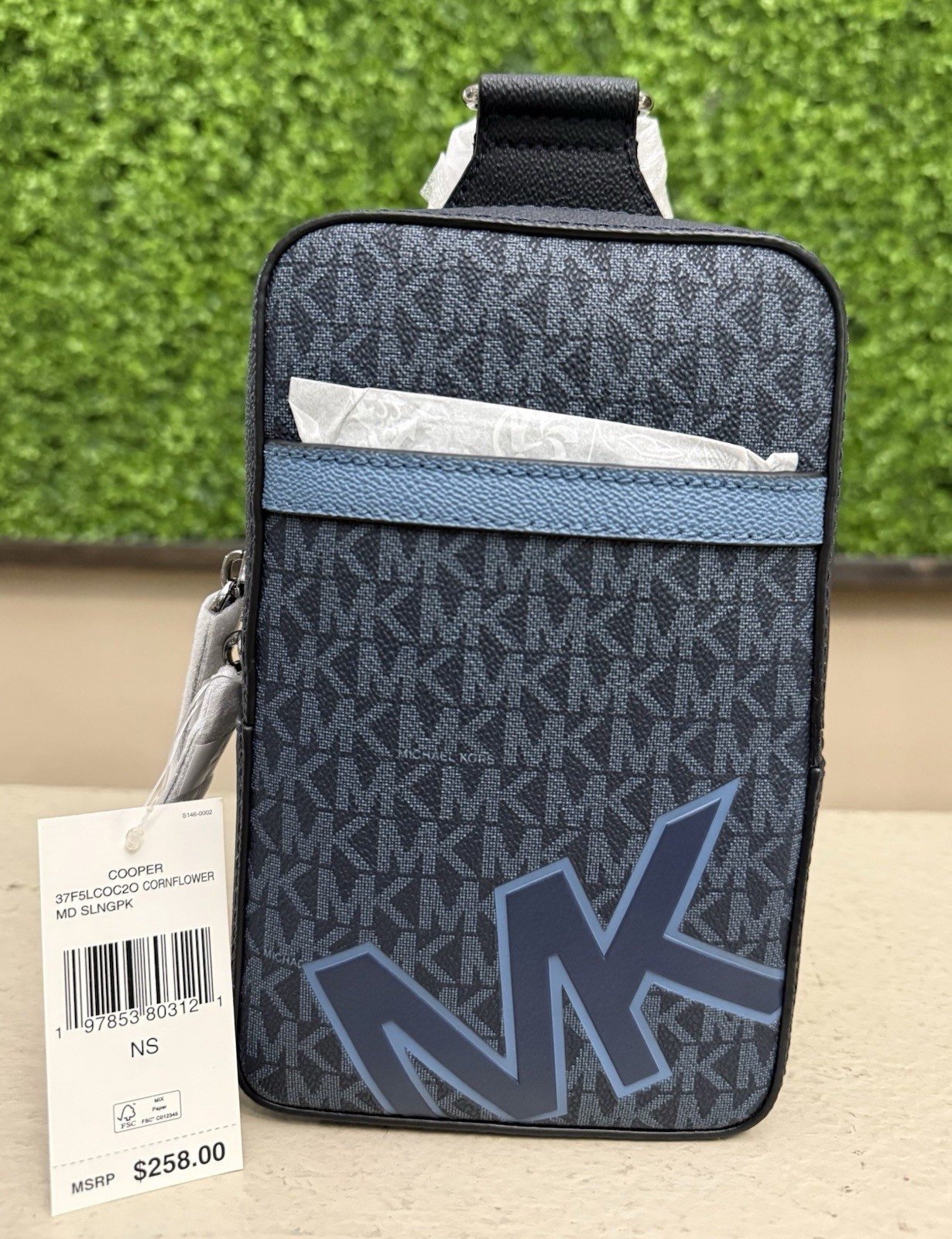 Michael Kors Cooper Medium Signature Logo Crossbody Sling Pack Cornflower Blue