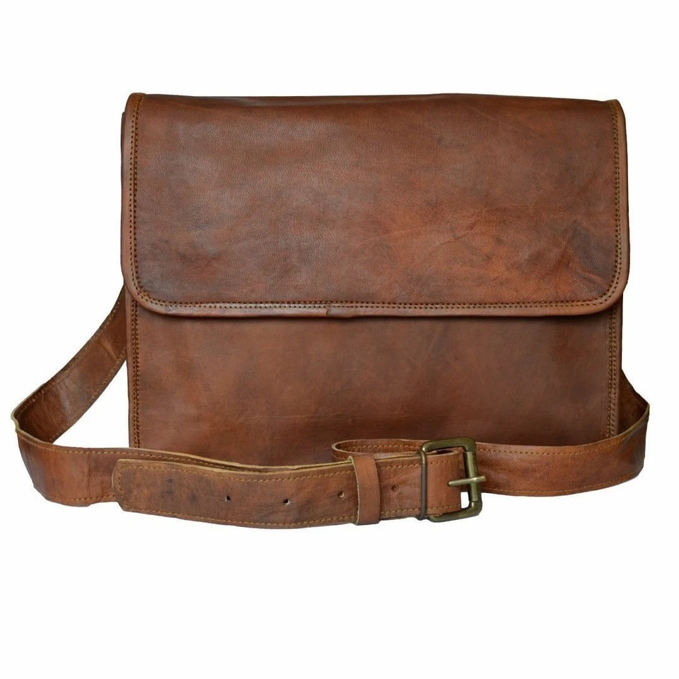 Vintage Messenger Bag Mens Business Satchel Large New Aged Brown Leather
