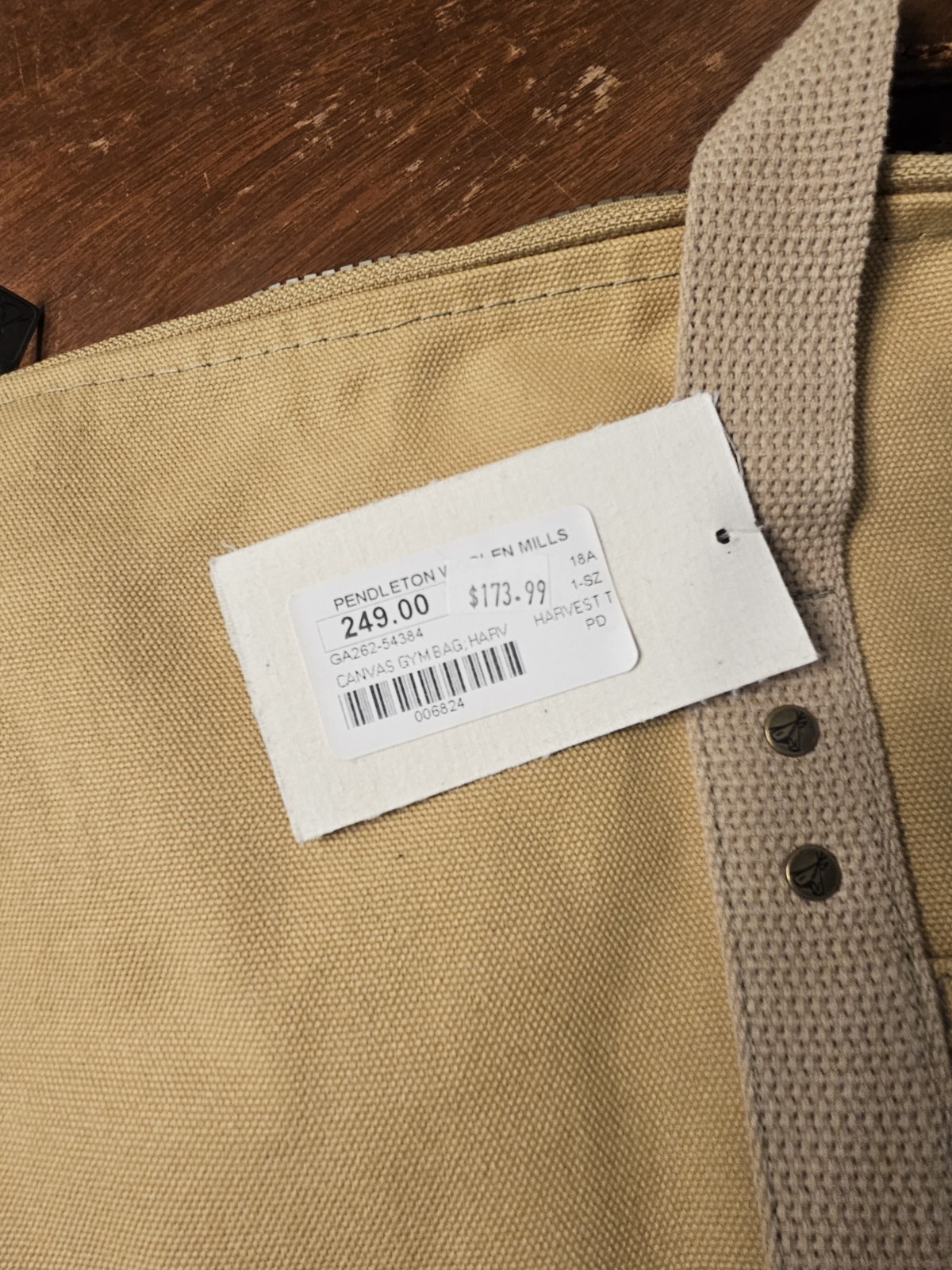 Pendleton Woolen Mills Harvest Canvas Zip Tote Duffle Bag Gym Bag NEW w/ TAGS