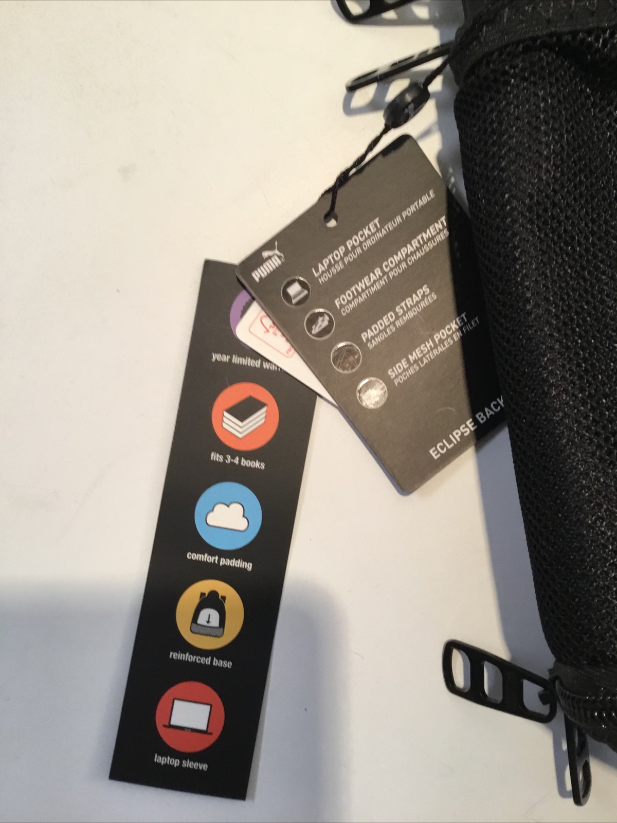Triple PUMA Eclipse 15″ Backpack – Black Laptop School Zip College nwt