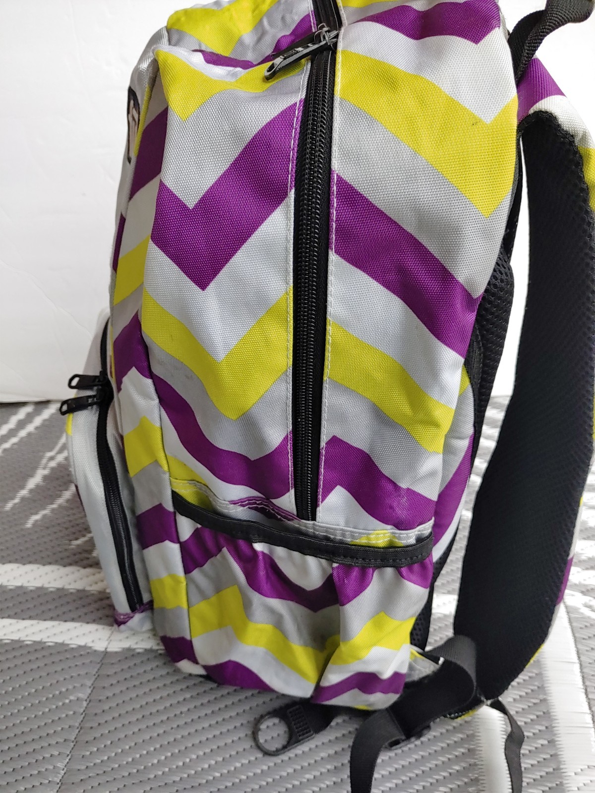 Ful Padded Travel Backpack Lightweight 18 Inch Gray Purple Yellow