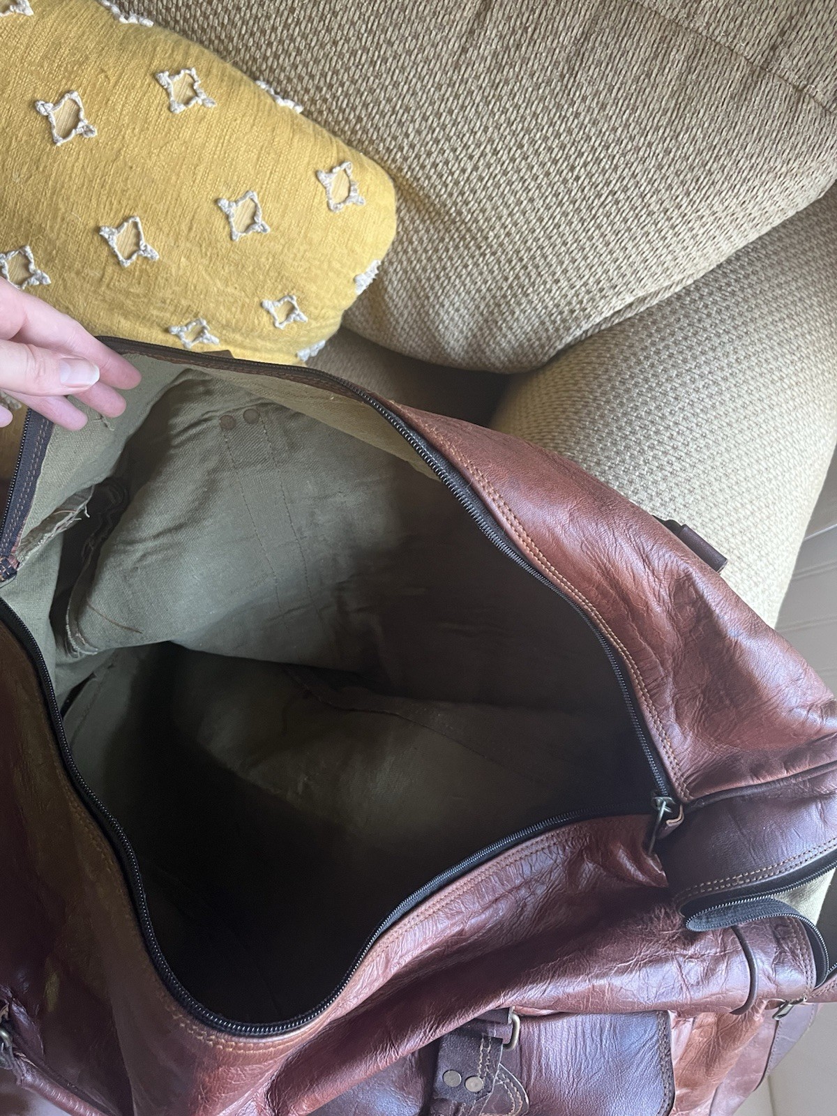 30″Men’s Genuine Leather luggage gym weekend overnight duffle large vintage bag