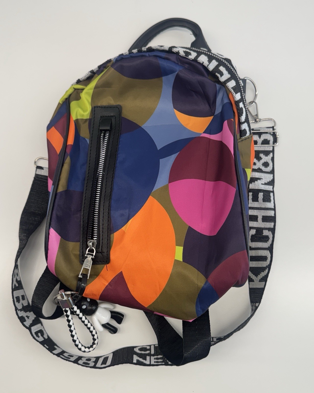 KUCHEN Backpack Purse Multicolor Geometric Print Convertible Shoulder Bag Nylon
