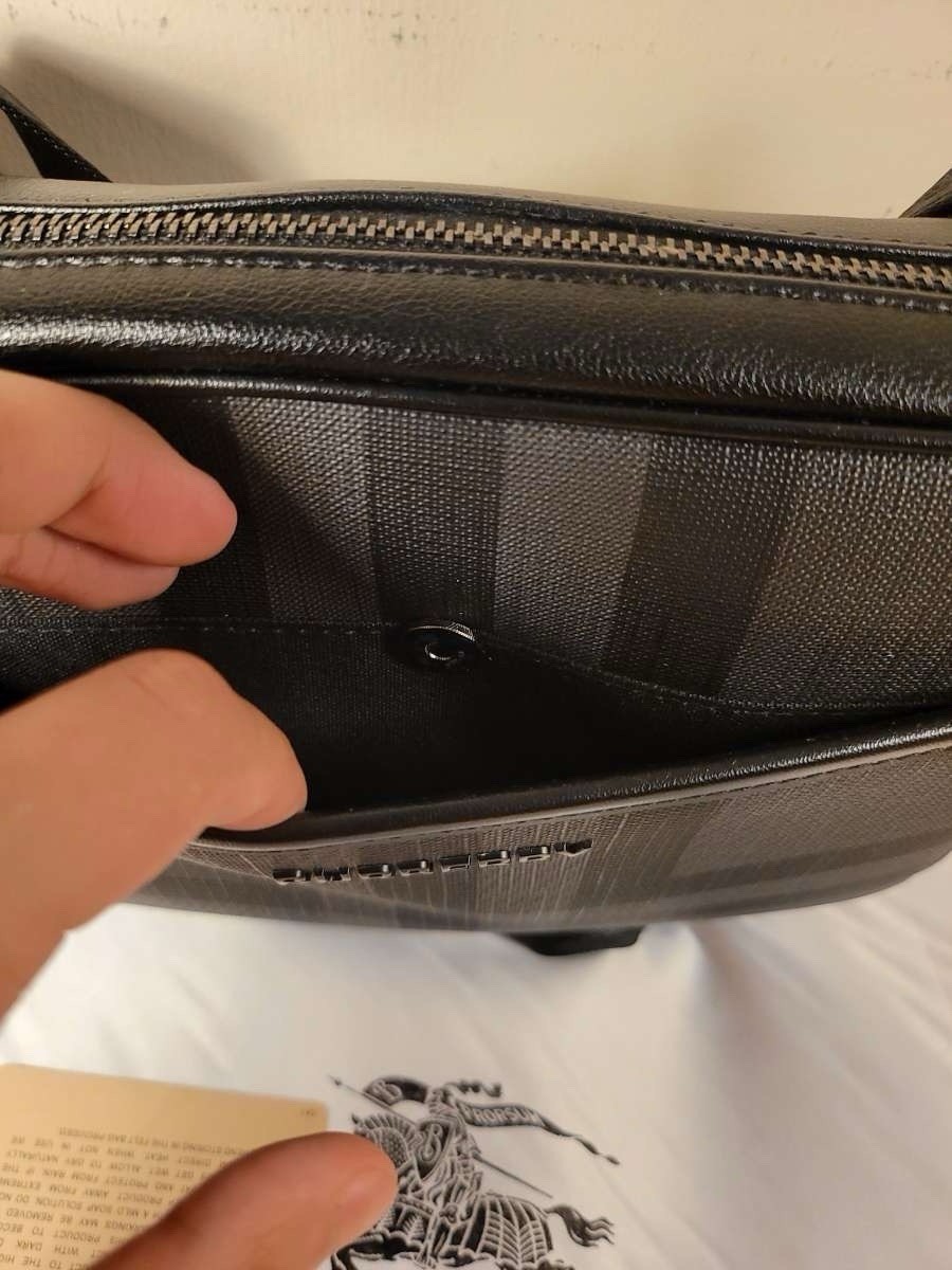 Burberry Gray/Black Check Crossbody Bag Adjustable Strap Zip & Button