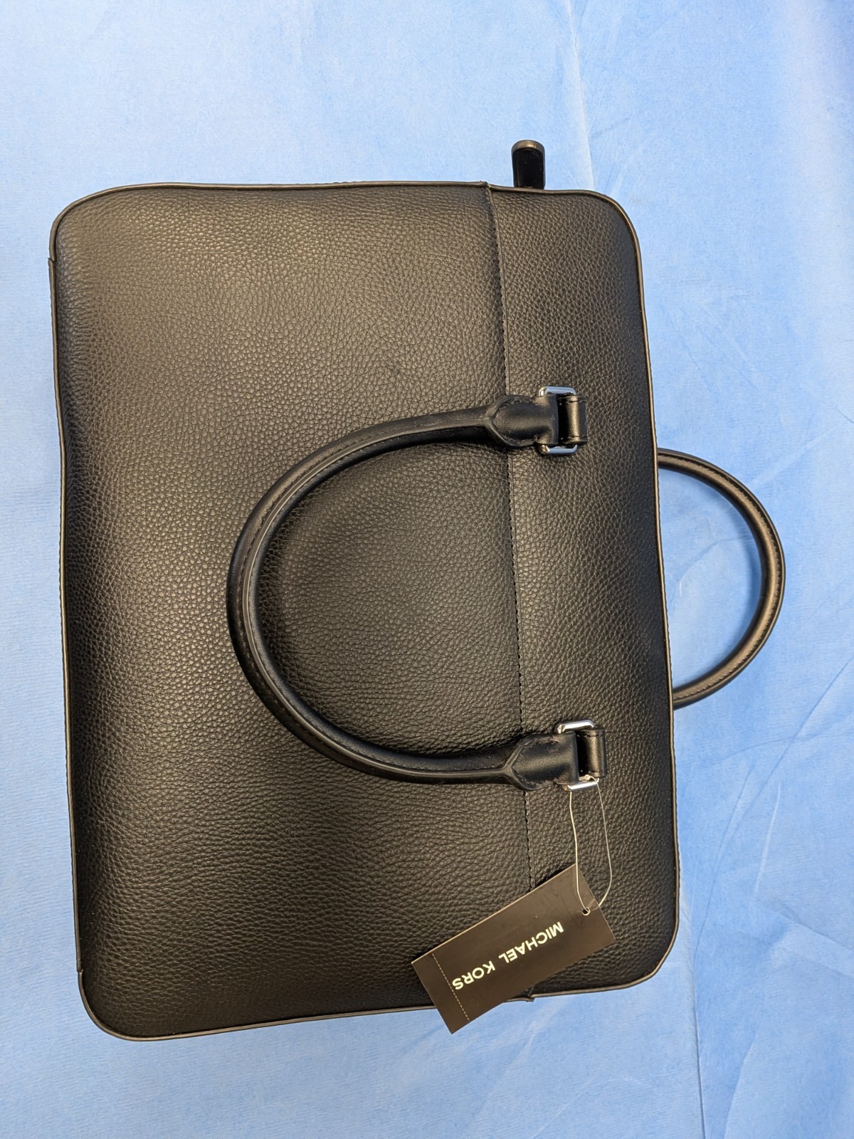 MICHAEL KORS Mens Mason Explorer Leather Laptop Briefcase Black Shoulder Strap