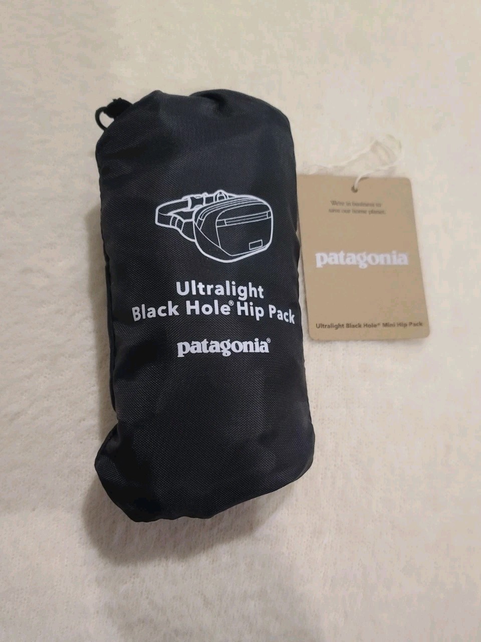 PATAGONIA ULTRALIGHT BLACK HOLE 1L MINI HIP PACK PACKABLE TRAVEL POUCH NWT MENS