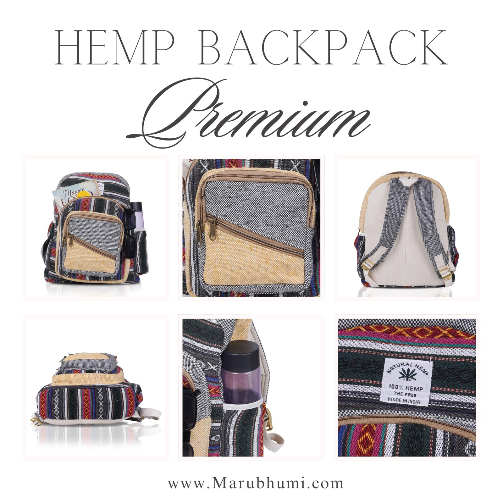 Hemp Backpack Lightweight Traveling Backpacks Cotton Stripe Daypack Handmade …