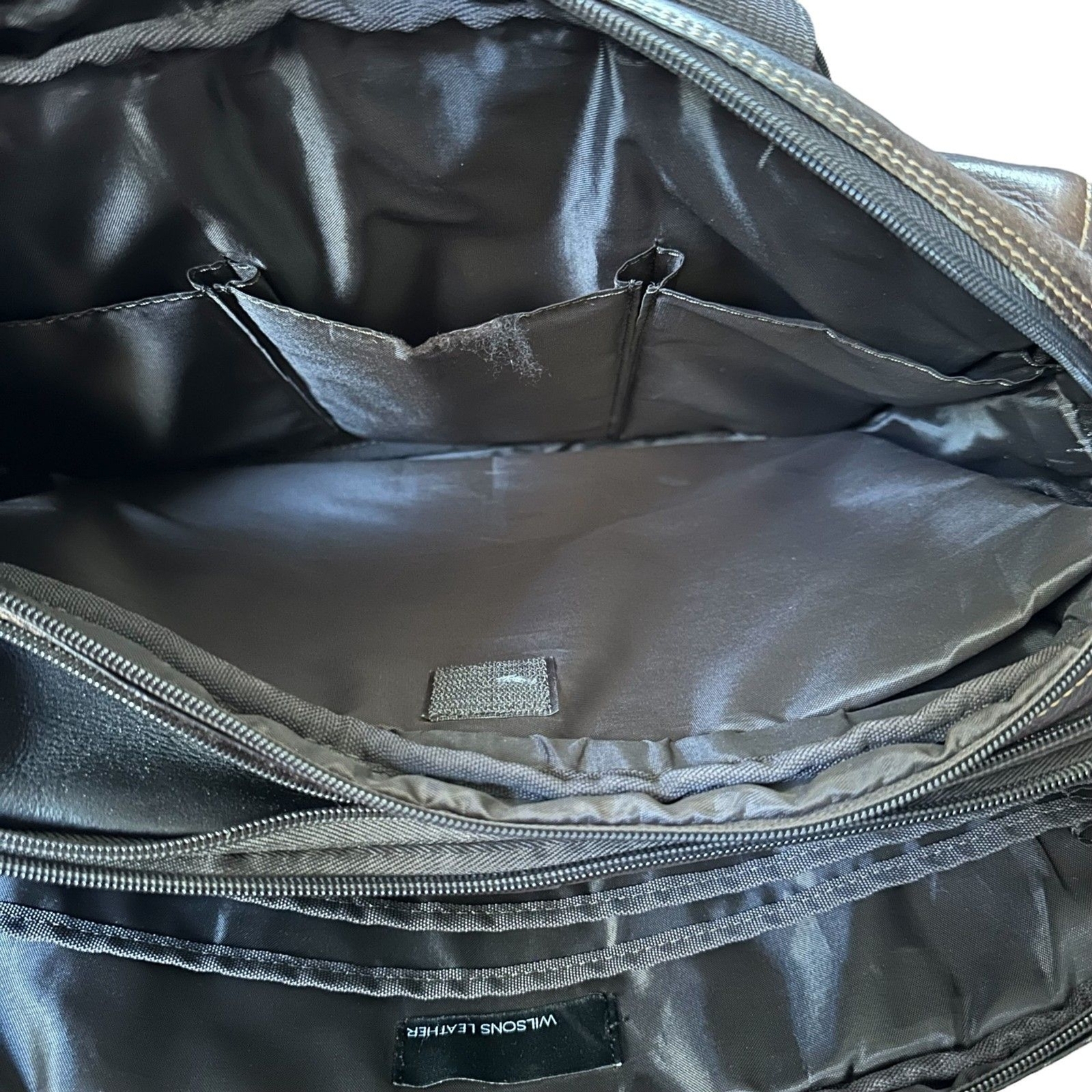 Wilsons Leather Dark Brown Rugged Double Gusset Brief Laptop Bag 17″ x 14″