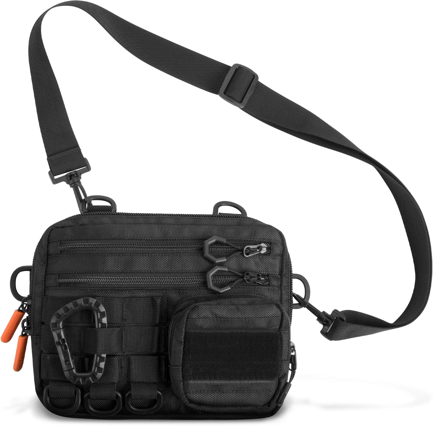Black Small Tactical Messenger Bag for Men. This EDC Has Multiple Ways to Carry