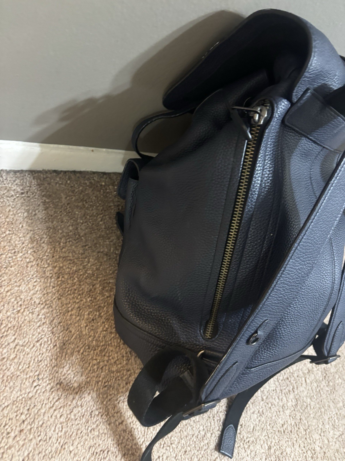 COACH 29523 Bleecker Backpack Navy Blue Pebble Leather