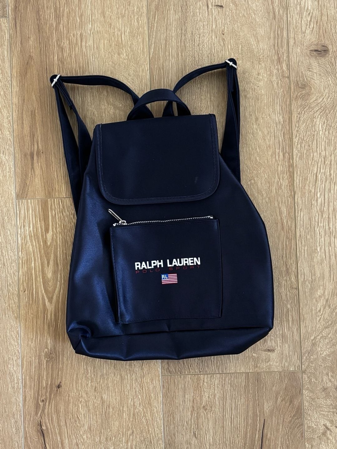 Vintage Ralph Lauren Polo Sport Navy Blue Satin Mini Backpack