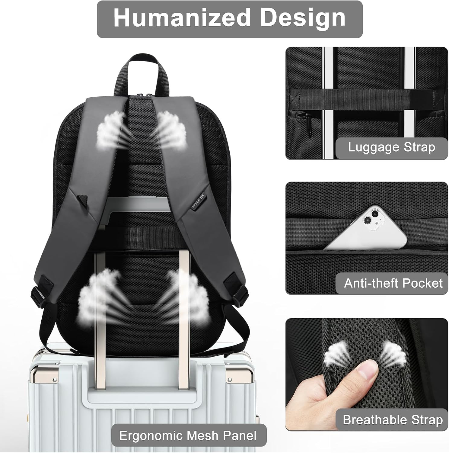 Business Backpack for Men,Slim & Expandable Backpack for 17 Inch Laptop | Waterp