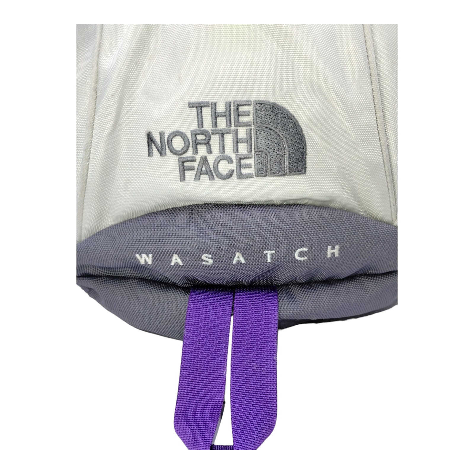 The North Face Wasatch Backpack Light Gray Purple Large Pockets Adjustable Strap