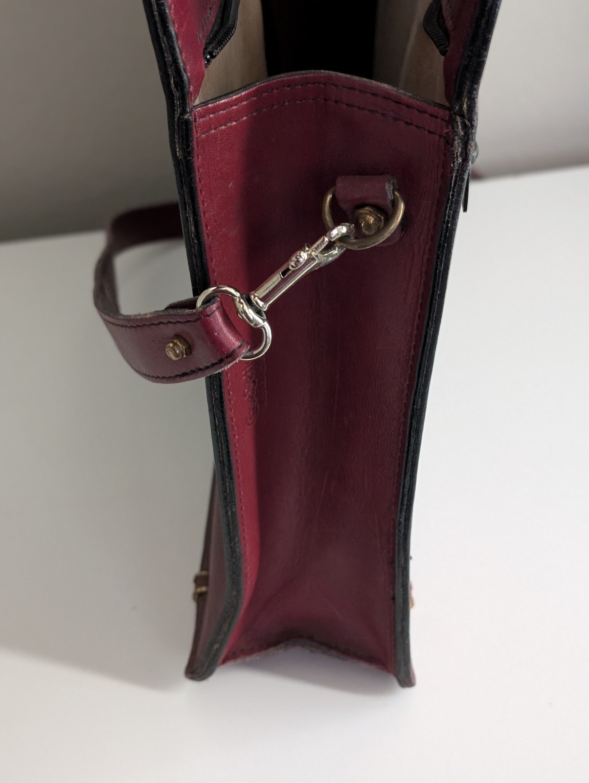 Vintage Schlesinger briefcase bag crossbody leather oxblood burgundy *READ*