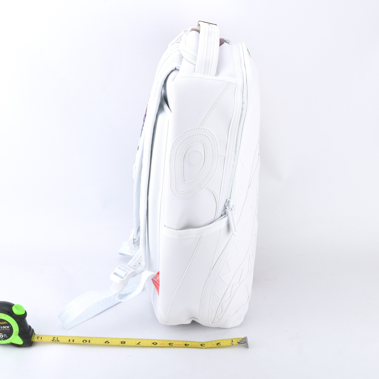 Sprayground Shark DLXV Leather Bag Backpack Half Graff White Zipper Pocket