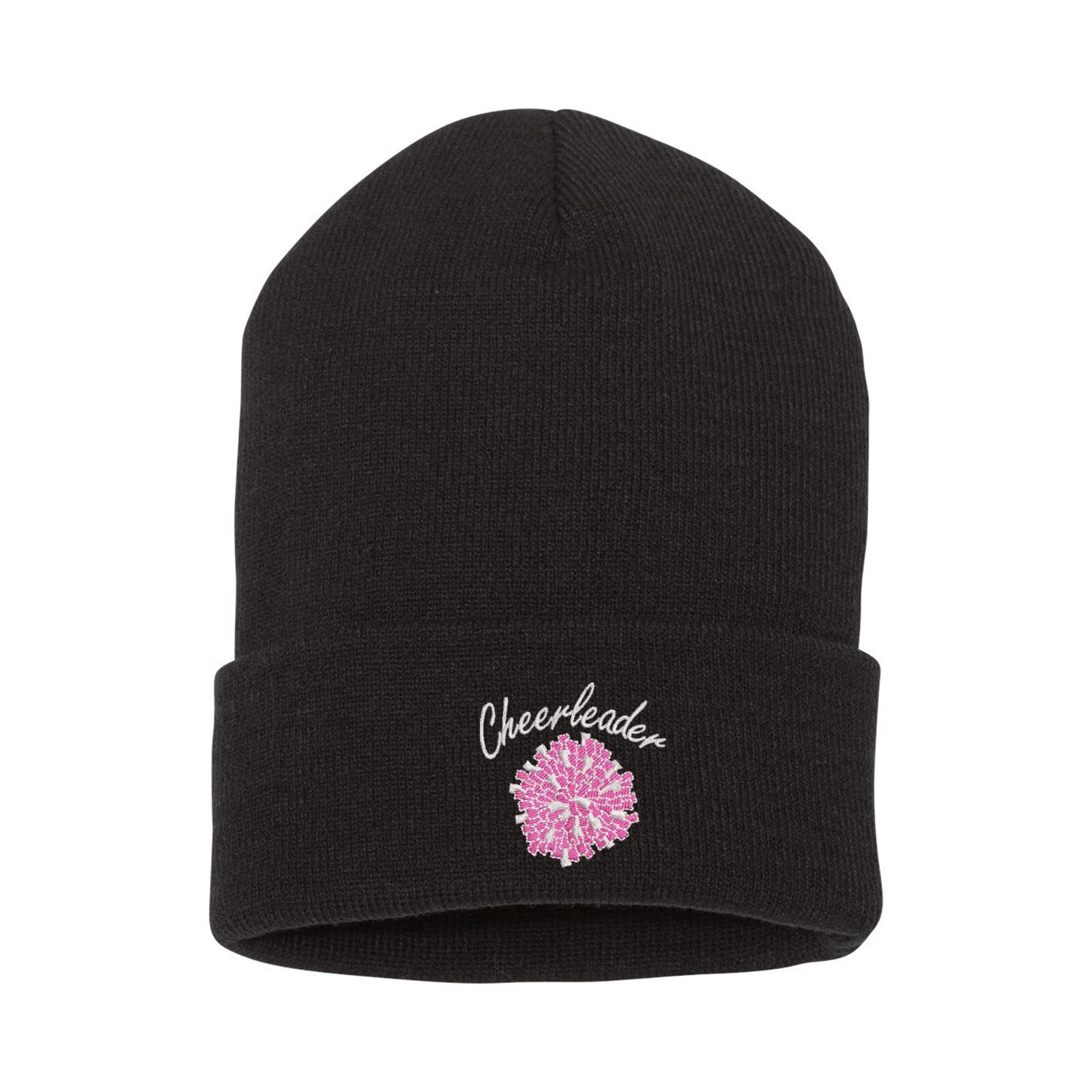 Cheerleader pom pom embroidered beanie hat, cheerleading beanie hat