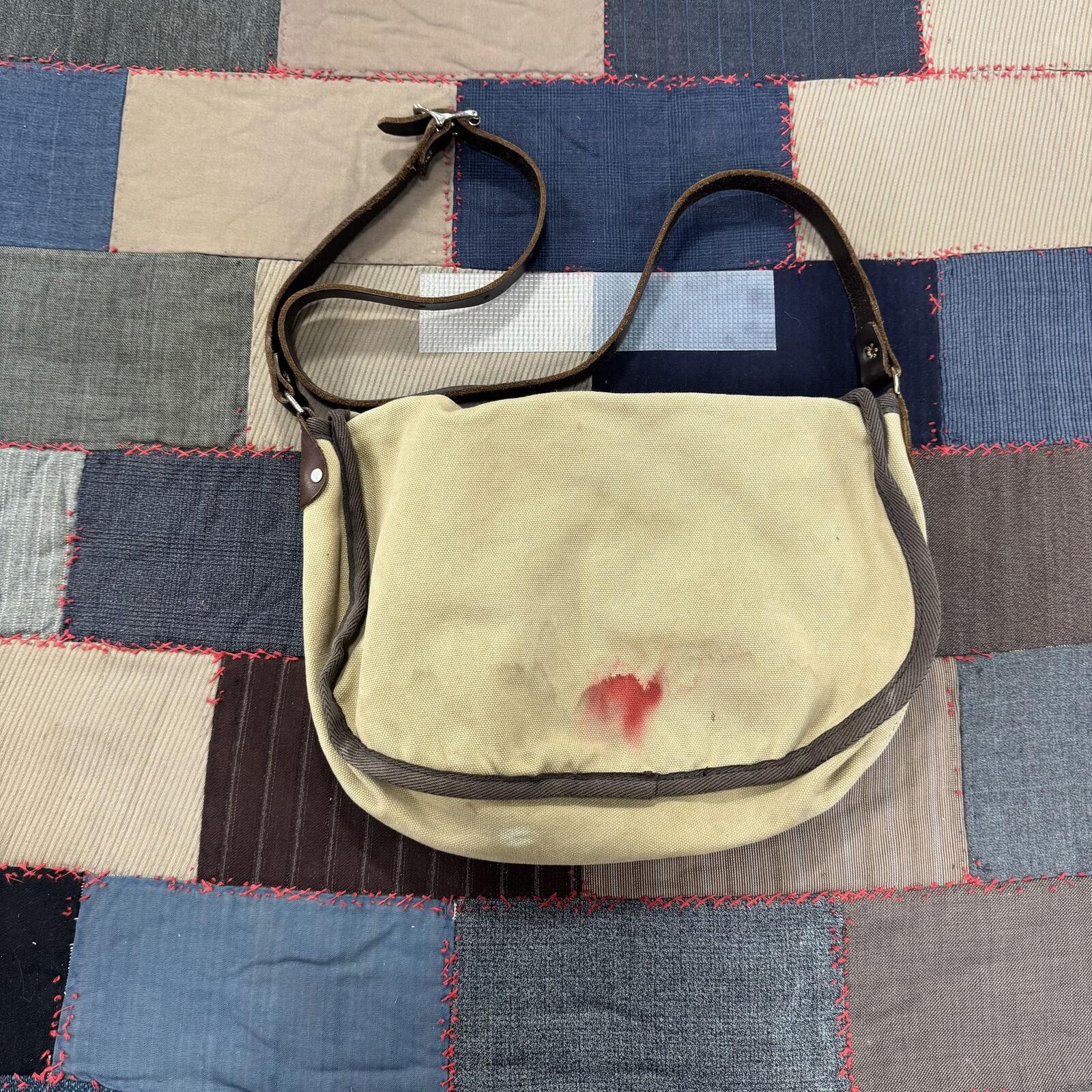 Vintage 90s Duluth Pack Medium Double Shell Tan Canvas Leather Straps Bag USA