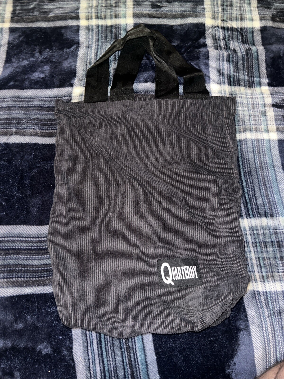 Black Corduroy Tote Bag Sack Quarteroy