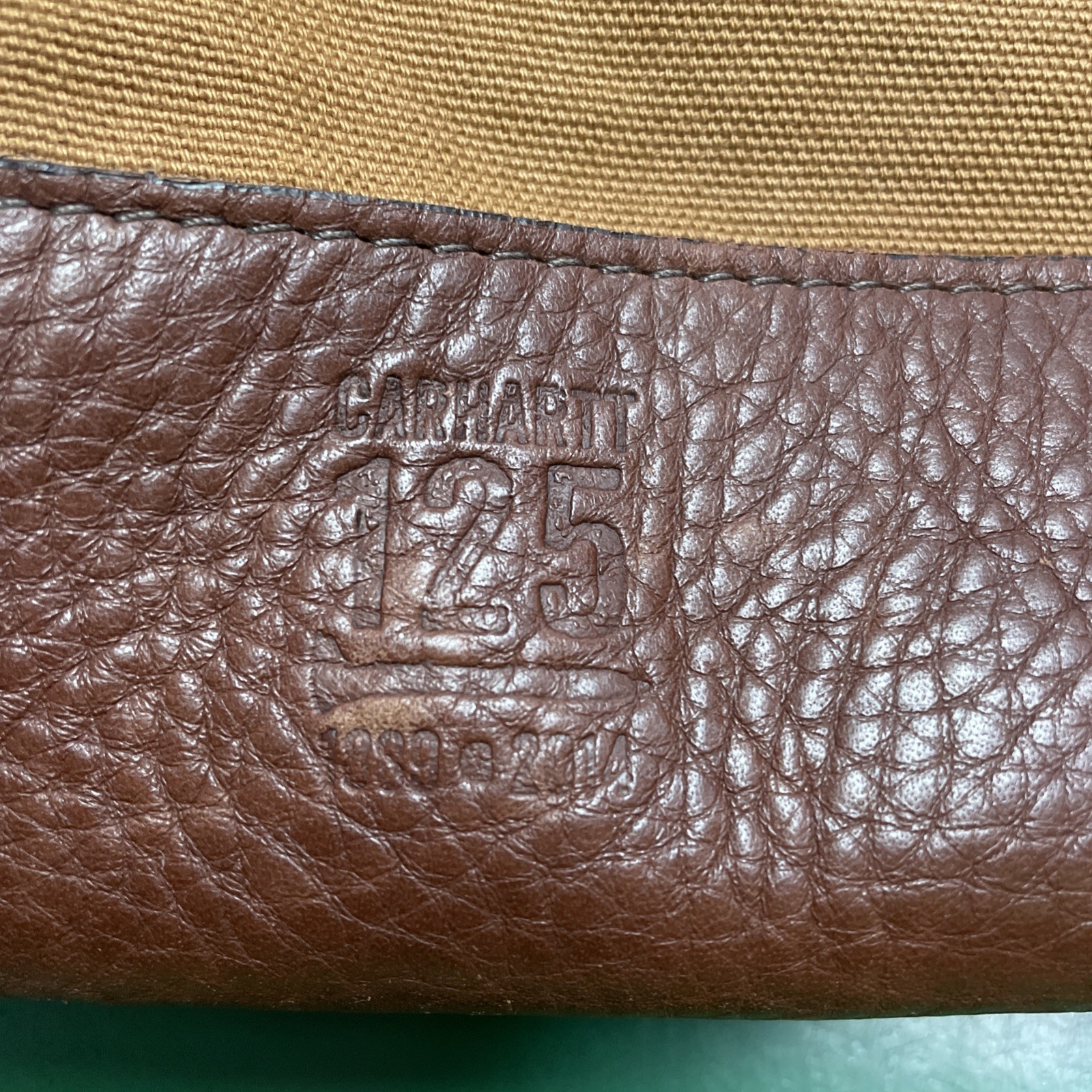 Carhartt Bag Made In USA 125th Anniversary Duffel Duck Leather Brass 18×10.5×10”