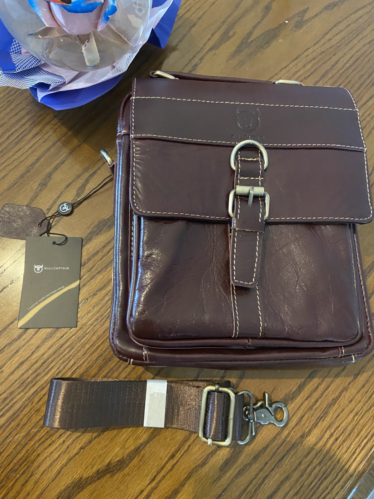 Leather Messenger Bag, Men/Women. New
