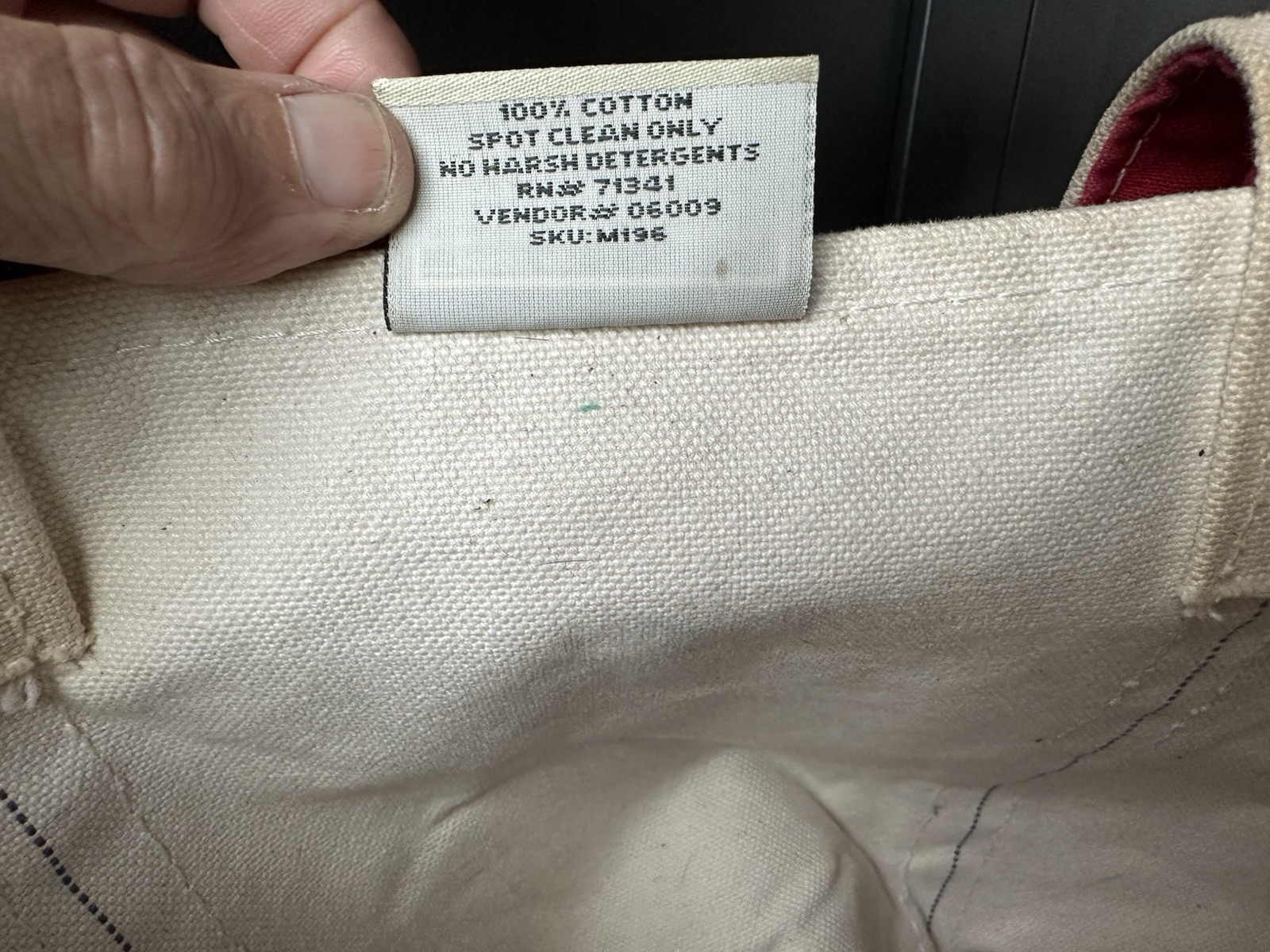 Vintage 90’s LL BEAN Boat and Tote Bag Large Ivory W/ Red Trim Thick Canvas USA