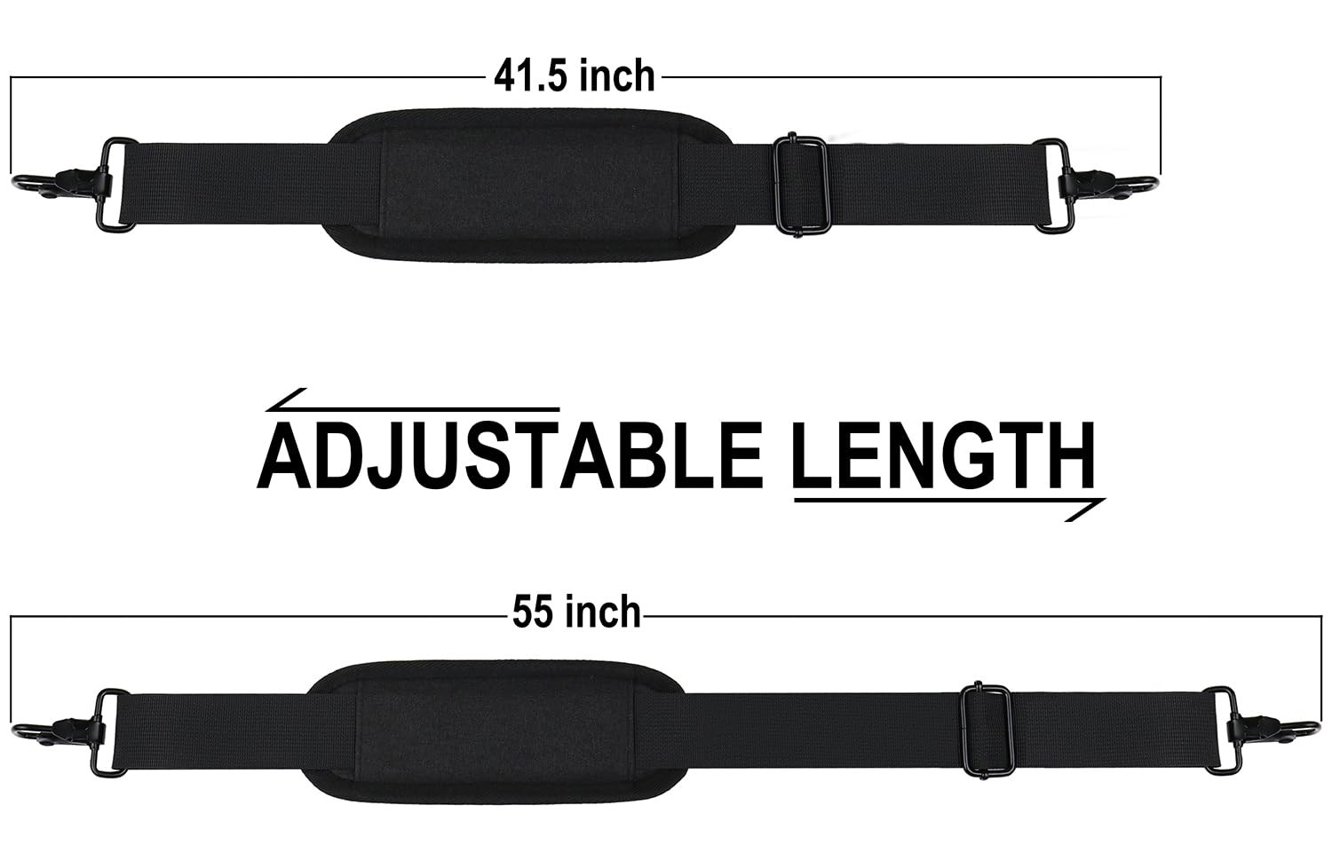 56 Inch Adjustable Shoulder Bag Strap Luggage Duffel Bag Strap with Metal Hook