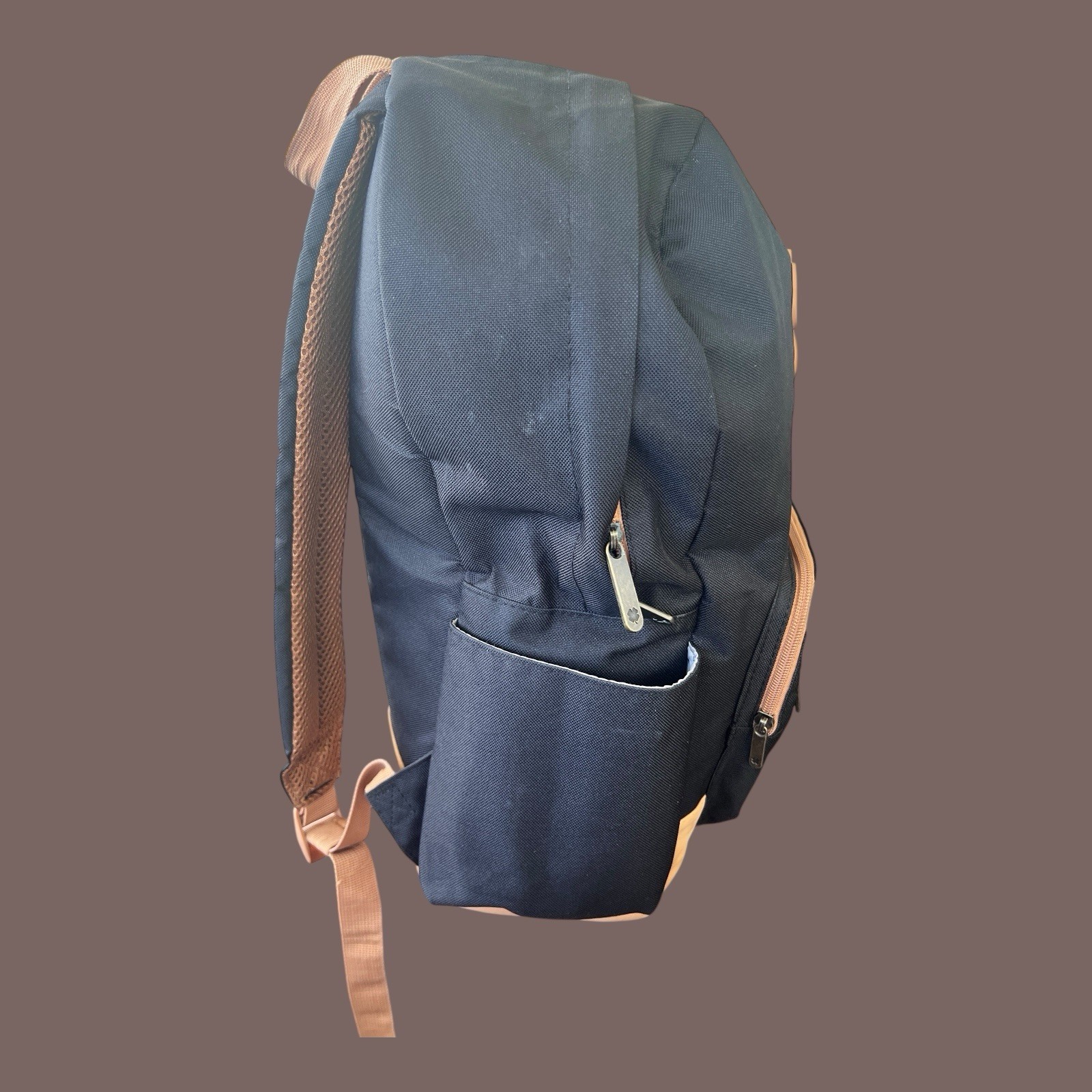 🍀Lucky Brand Leather Backpack Black /Tan Good Fortune 12x18x5.5″ Pre Owned