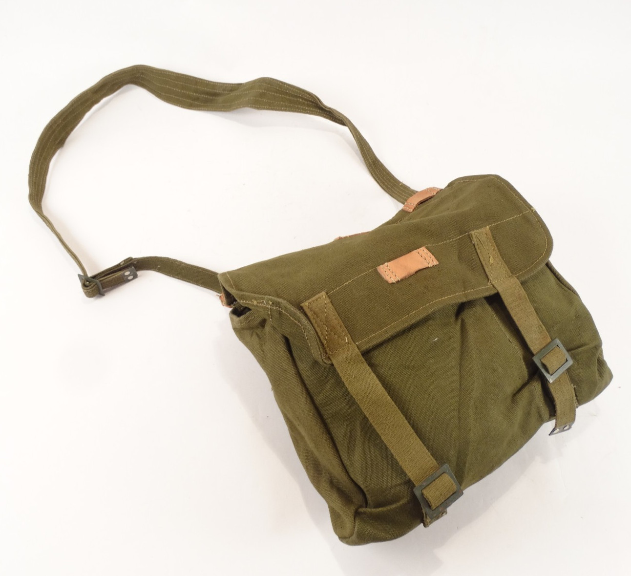 Czech Army Canvas & Leather Shoulder Satchel Bag