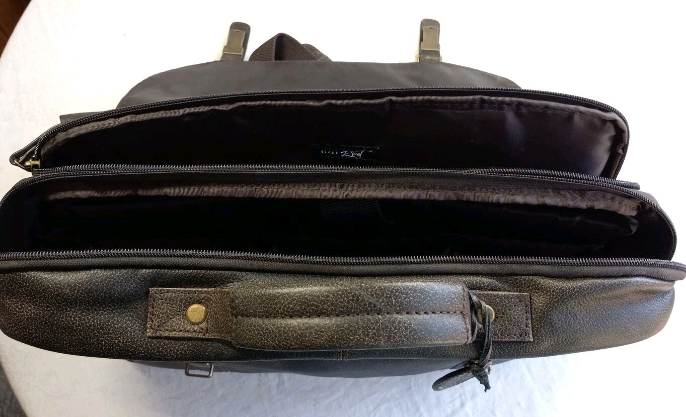 Black Rivet Leather Distressed Look Messenger Bag Large Laptop Black