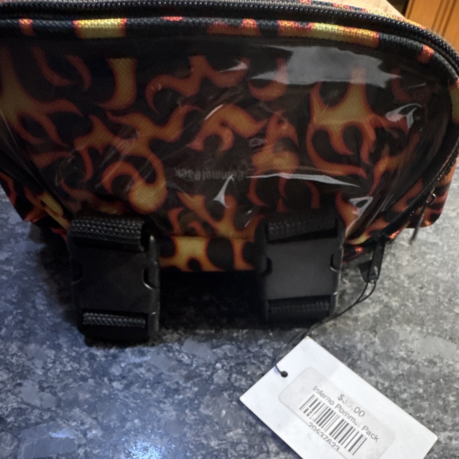 WhinneyWear Inferno Print Clear Front Belt Bag Zip Adjustable pommel pack