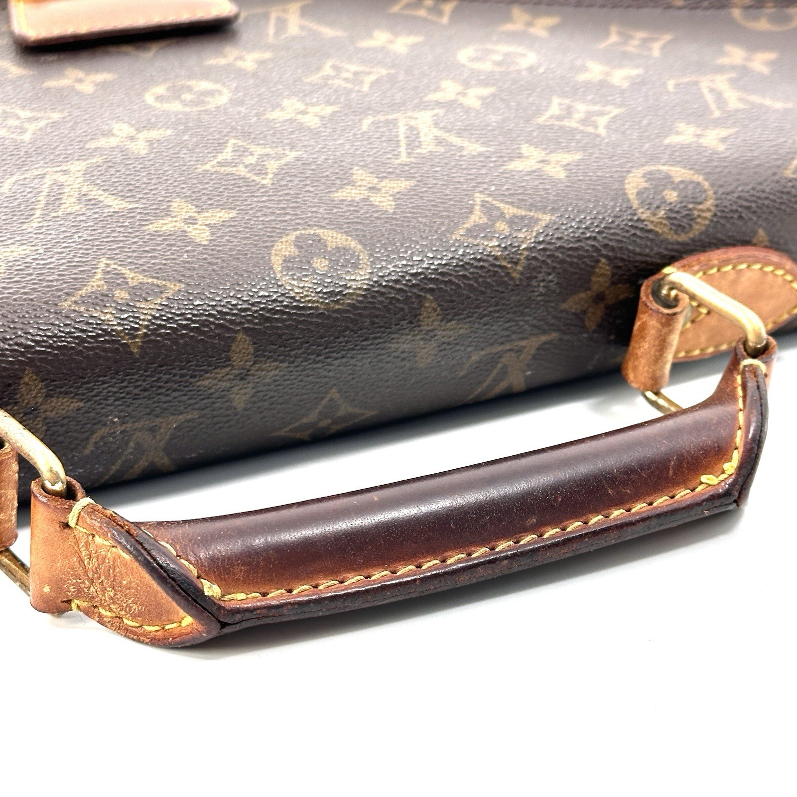 Louis Vuitton Monogram Briefcase Business Bag PVC Brown Authentic