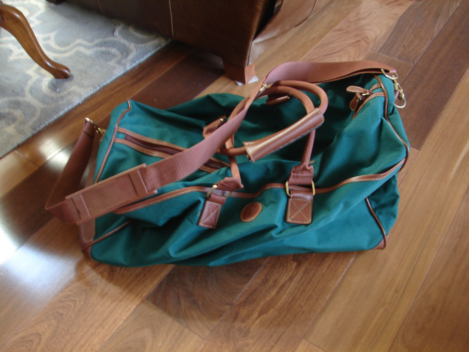 Vintage Polo Ralph Lauren Green Canvas Duffle Bag Large 21x12x11