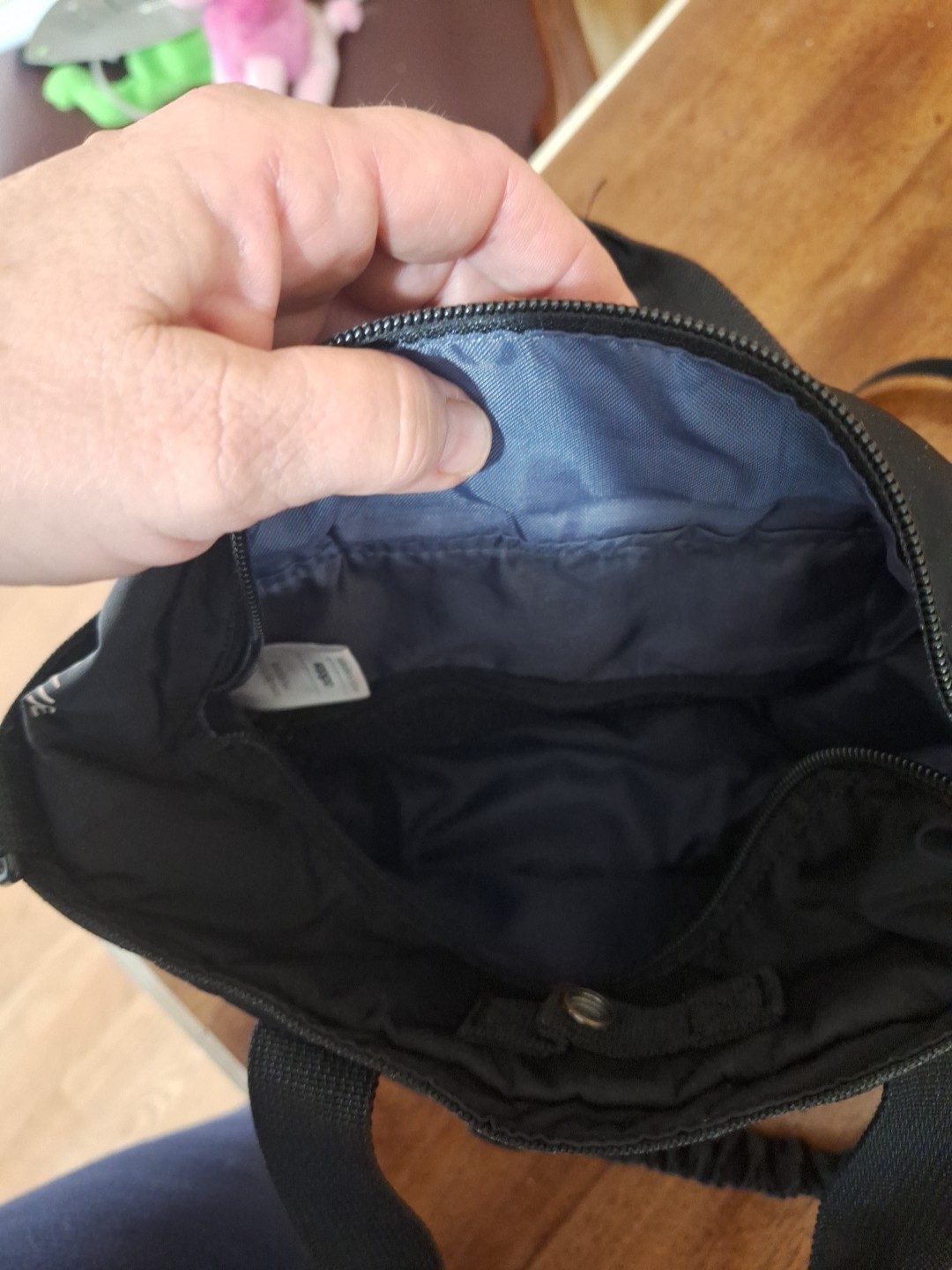 ADIDAS Small Black Crossbody Bucket Bag. 6x8x11″. 3 Stripes