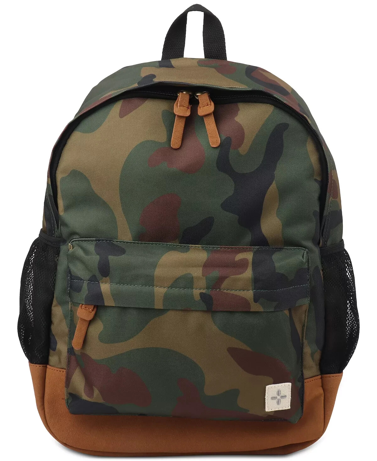NWT SUN+STONE Riley green Camo Canvas School Laptop Backpack Bag