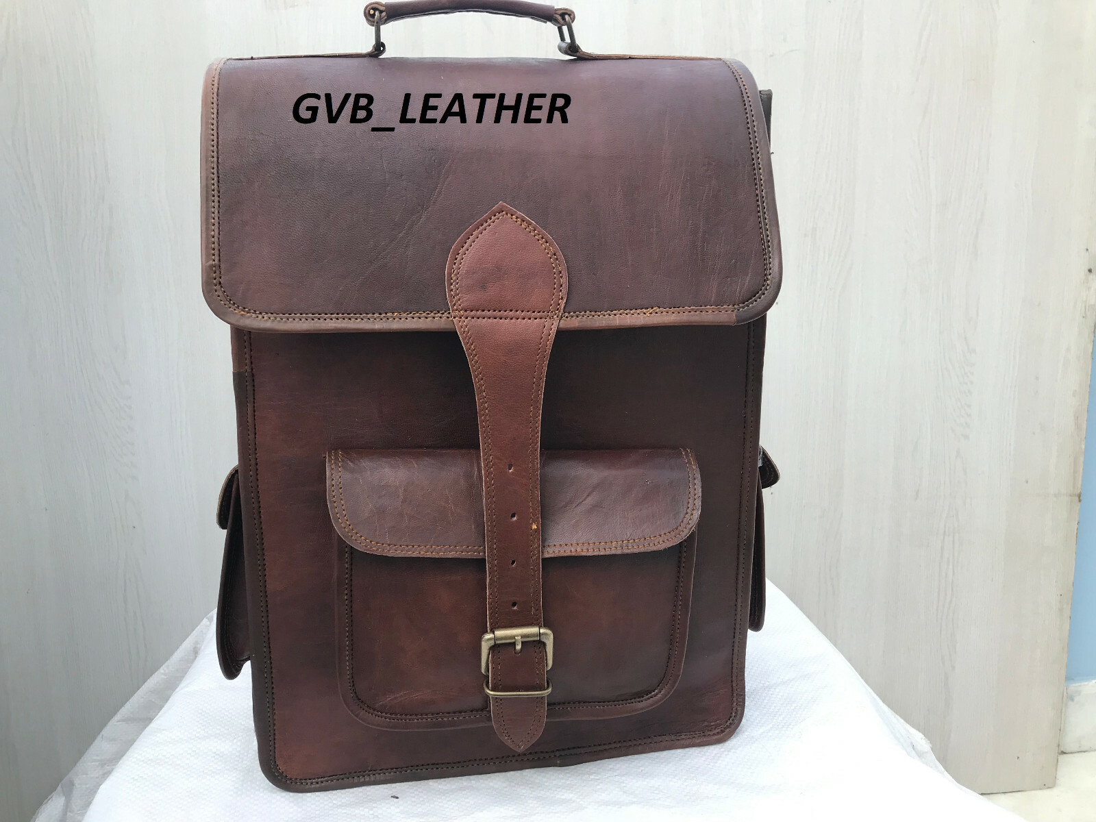 18″ Men’s Vintage Leather Laptop Backpack Rucksack Messenger Bag Gift For Men’s