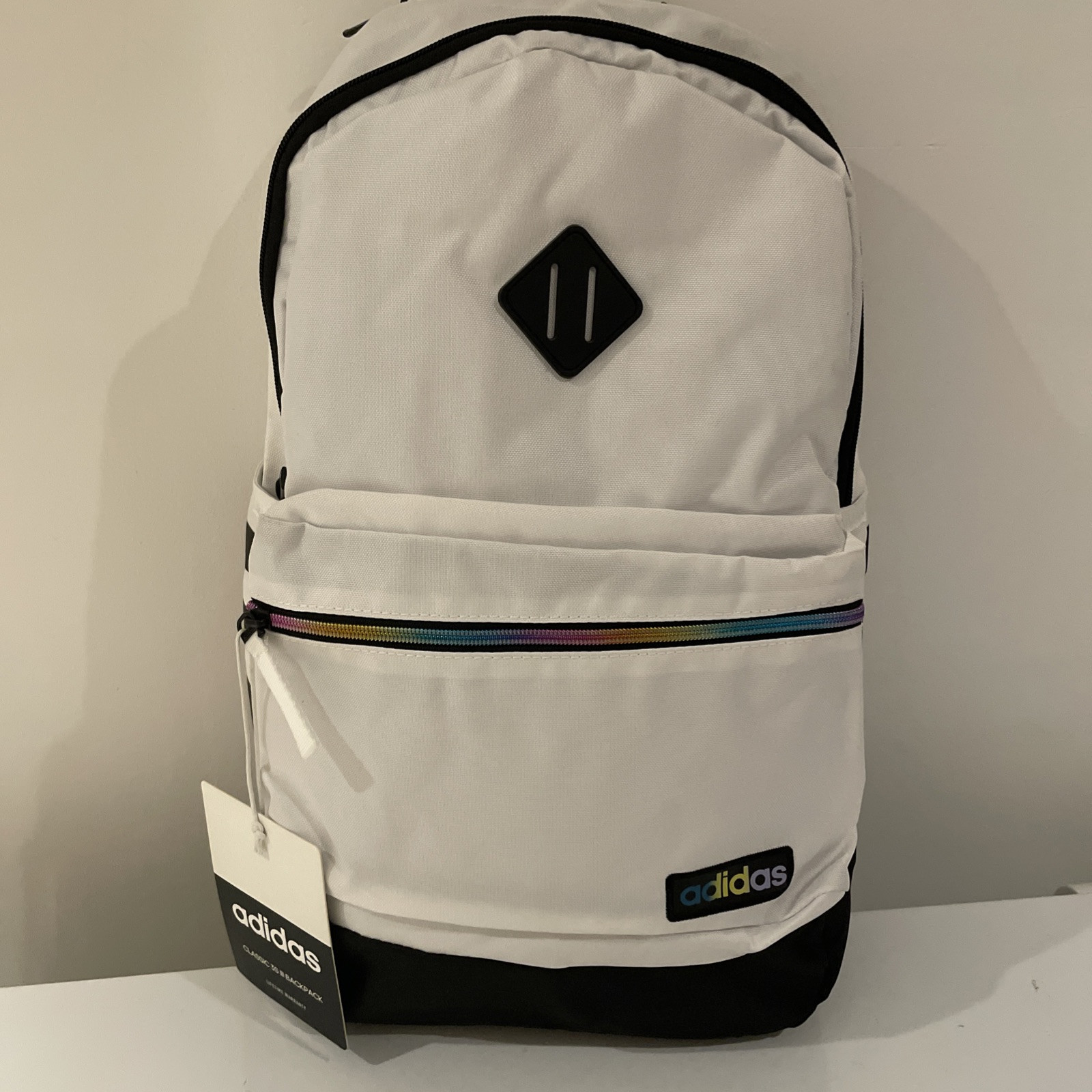 Adidas Classic 3S III RSGLD Backpack, White/Rainbow/Black, School, Hiking. New