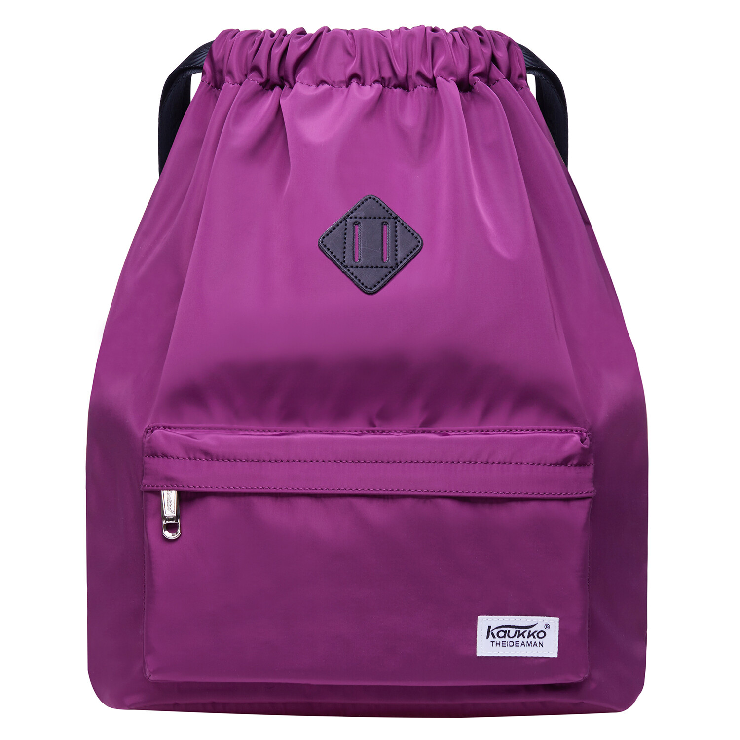 KAUKKO Water-proof Solid Color Nylon Drawstring Backpack Swimming Gym Sports Bag