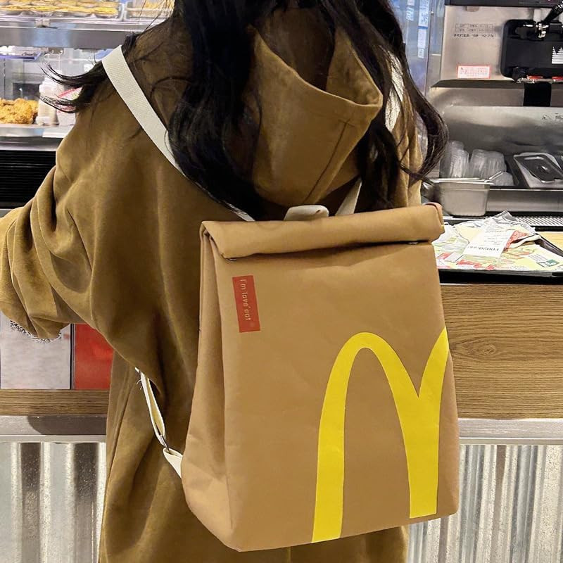 Classic Funny Retro Paper Bag Large Capacity Backpack Cute Personalized Shoulder