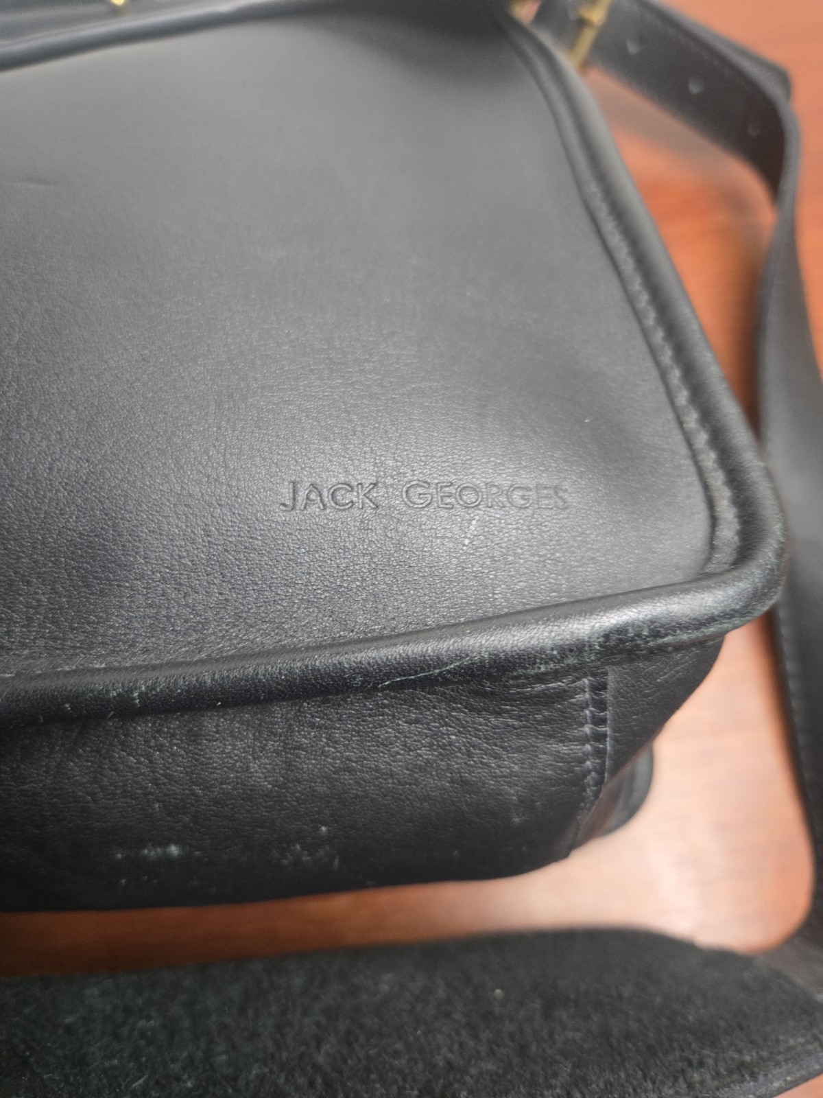 JACK GEORGES Vintage Briefcase Leather Black
